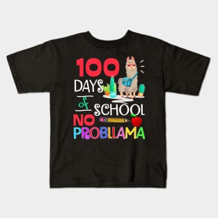 100 Days of School No Probllama Llama Shirt Llama Girls Kids T-Shirt